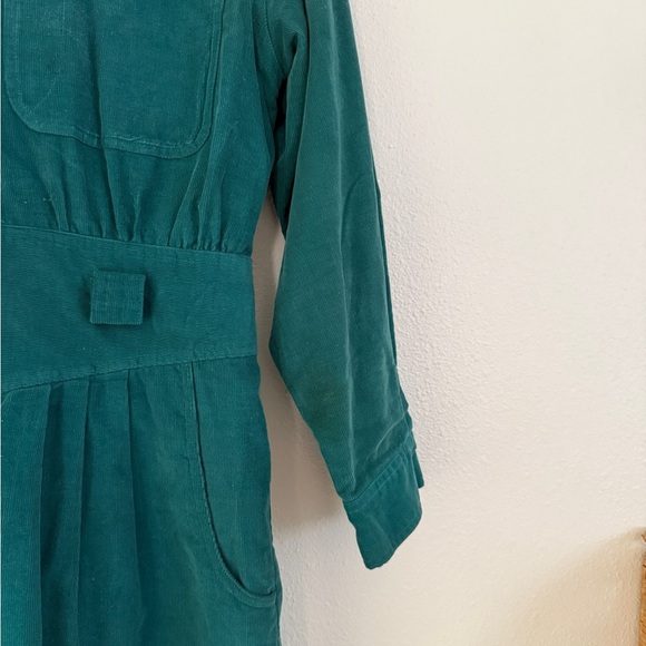 LL Bean Dress Vtg Corduroy Button Up Long Sleeve Green Womens 8 no belt - Picture 4 of 13